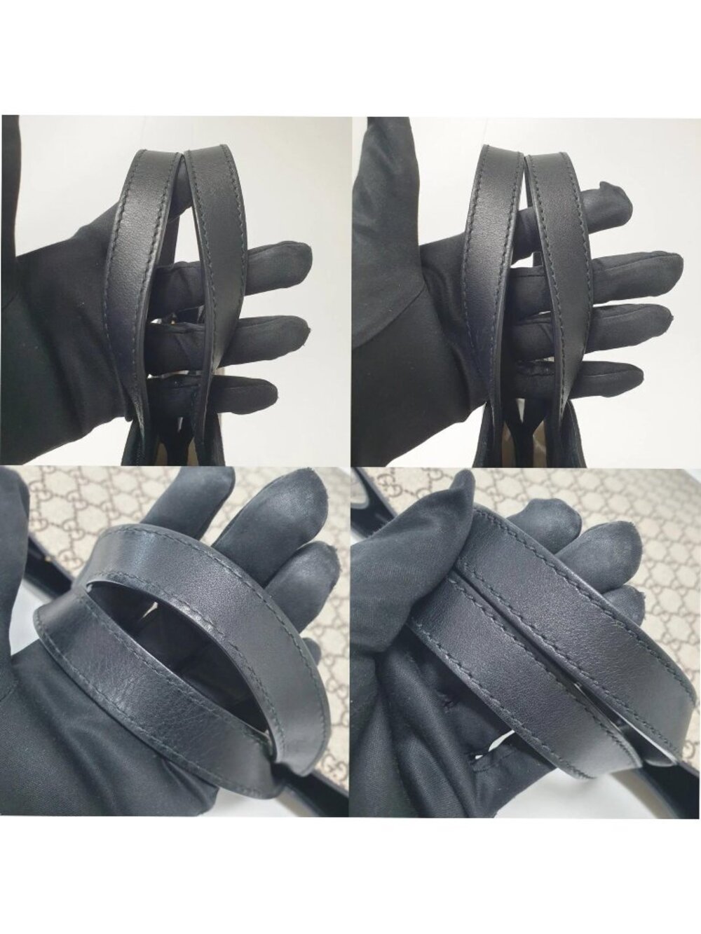 Authentic Gucci GG Supreme Bee Tote Bag Large Canvas Black Leather - Picture 8 of 12